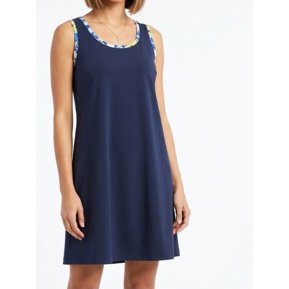 J. JILL On the Go Woven Navy Floral Athletic Active Sleeveless Dress XL Petite